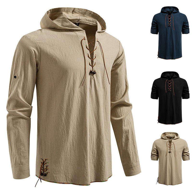 Męska koszulka z długim rękawe – Medieval Gothic Lace Up Pirate Shirt recenzja i cena