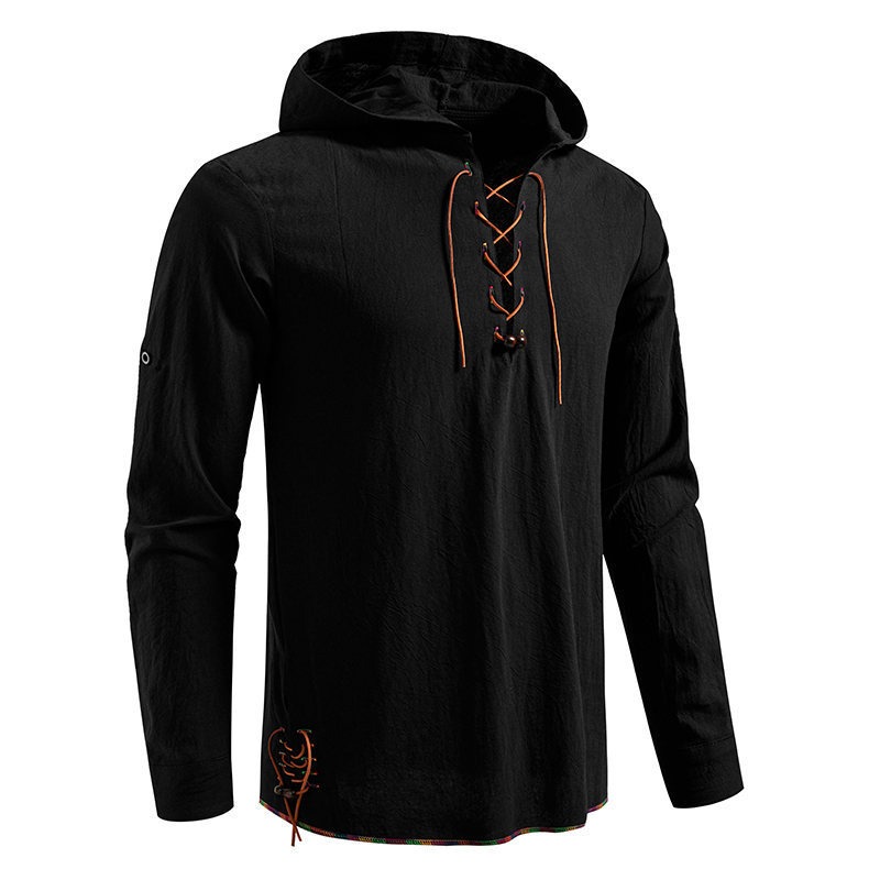 Męska koszulka z długim rękawe – Medieval Gothic Lace Up Pirate Shirt recenzja i cena