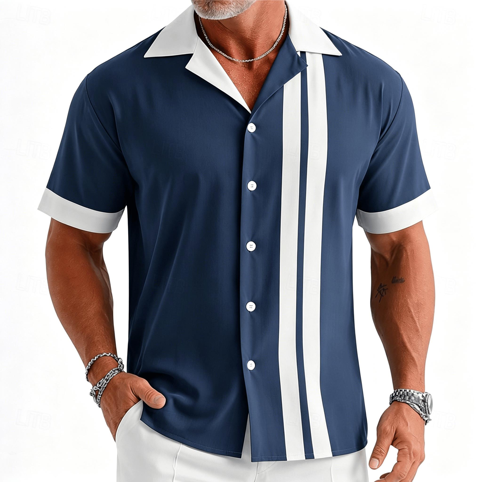 Męska koszula w stylu vintage, – Short Sleeve Bowling Shirt Retro recenzja i cena