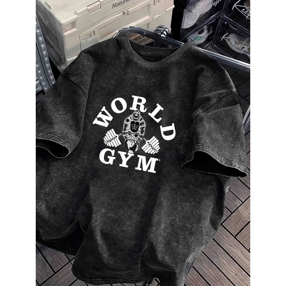 Koszulka World Gym Gorilla Lif – Acid Wash Vintage Graphic T Shirt recenzja i cena
