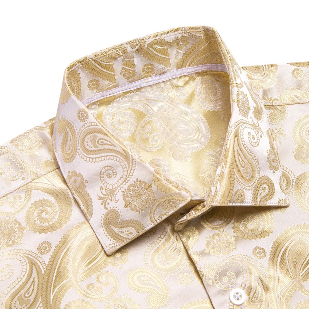 Hity-Tie Gold beżowa kość słon – Mens Satin Silk Dress Shirt recenzja i cena