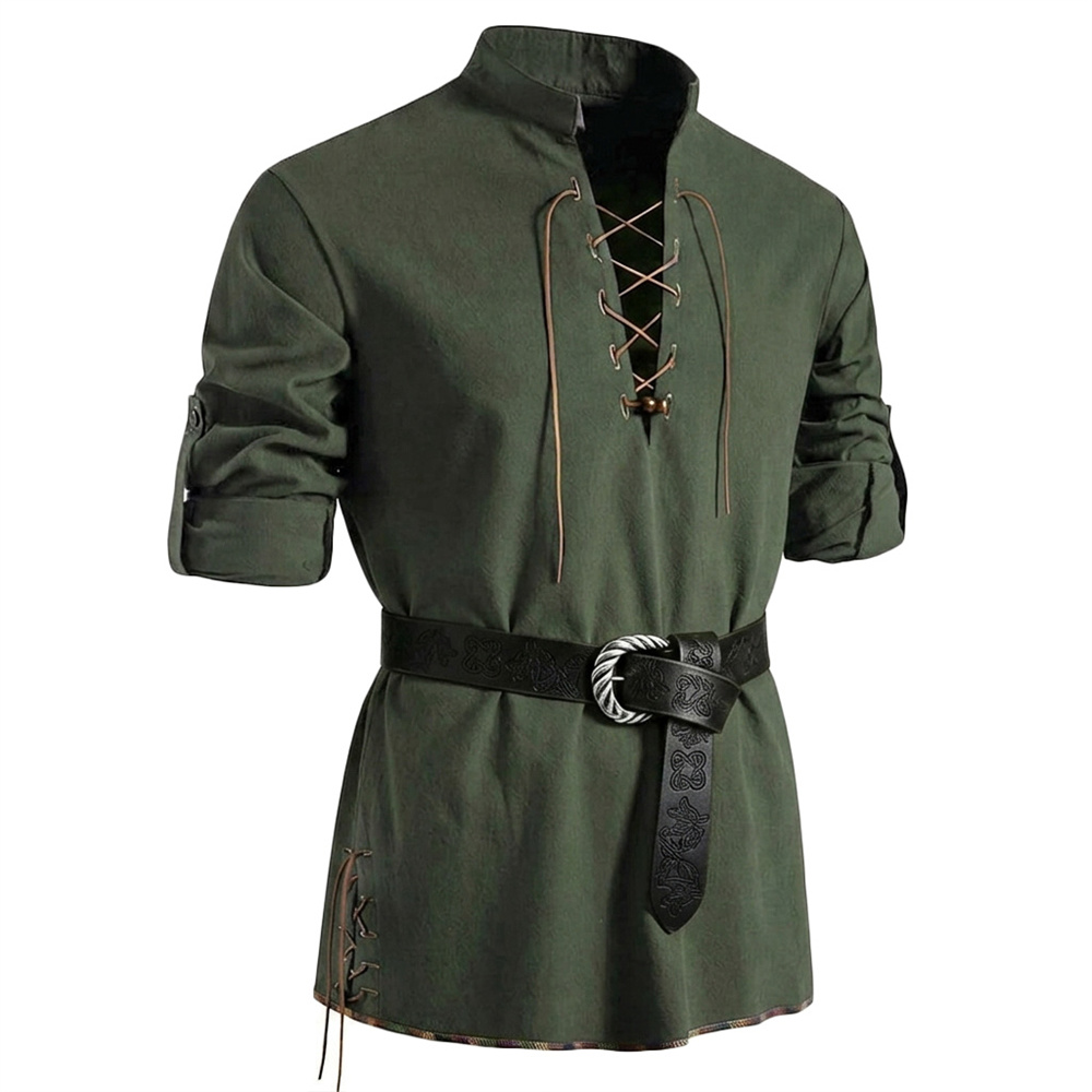 Męska koszula vintage z bawełn – Medieval Gothic Lace Up Pirate Shirt recenzja i cena