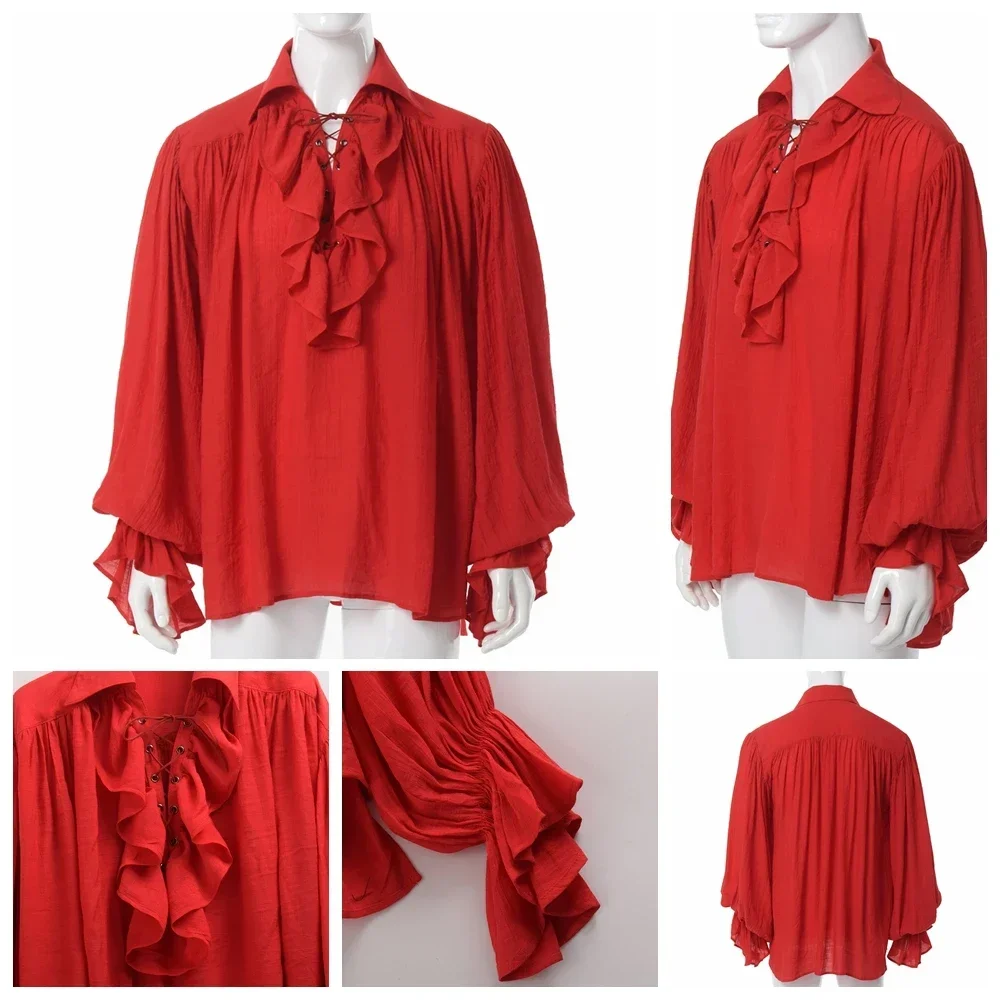 Męska koszula piracka, koszula – Medieval Gothic Lace Up Pirate Shirt recenzja i cena
