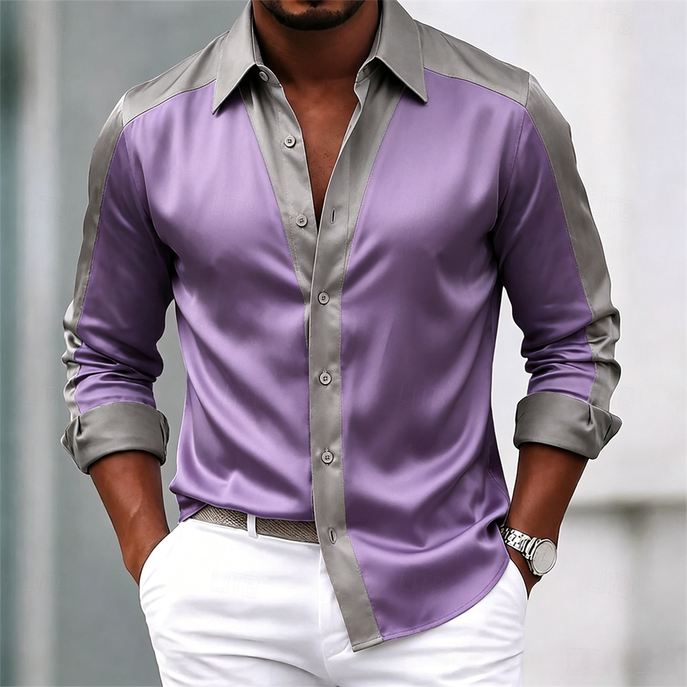Koszula męska, koszula satynow – Mens Satin Silk Dress Shirt recenzja i cena