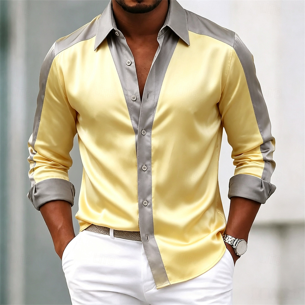 Koszula męska, koszula satynow – Mens Satin Silk Dress Shirt recenzja i cena