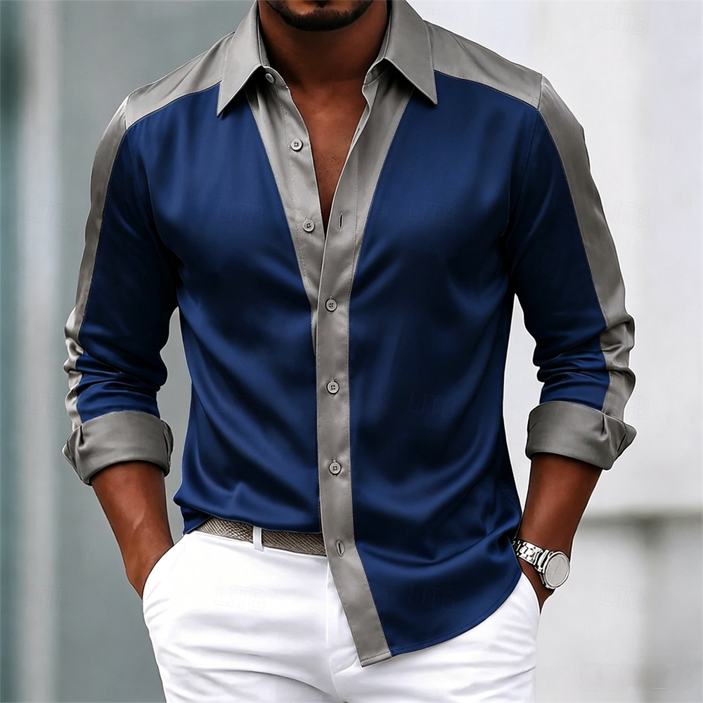 Koszula męska, koszula satynow – Mens Satin Silk Dress Shirt recenzja i cena