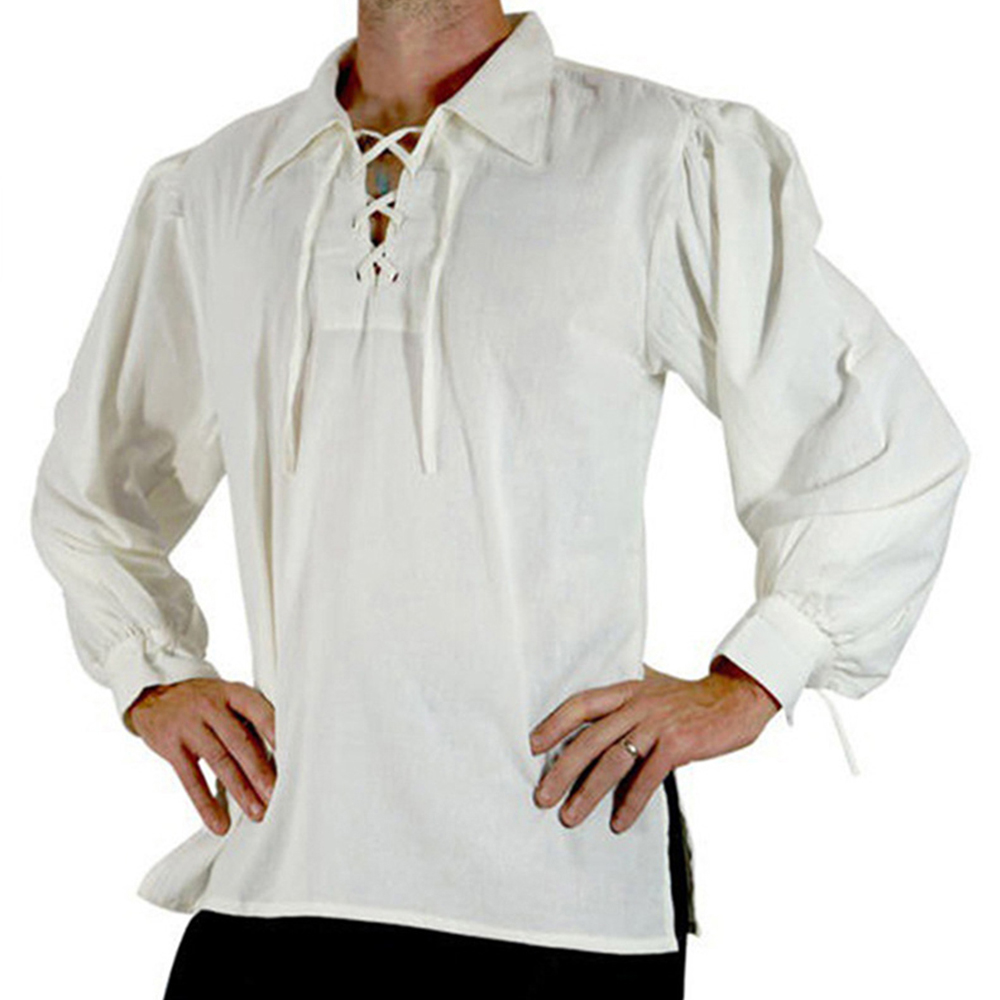 Męski strój średniowieczny ren – Medieval Gothic Lace Up Pirate Shirt recenzja i cena