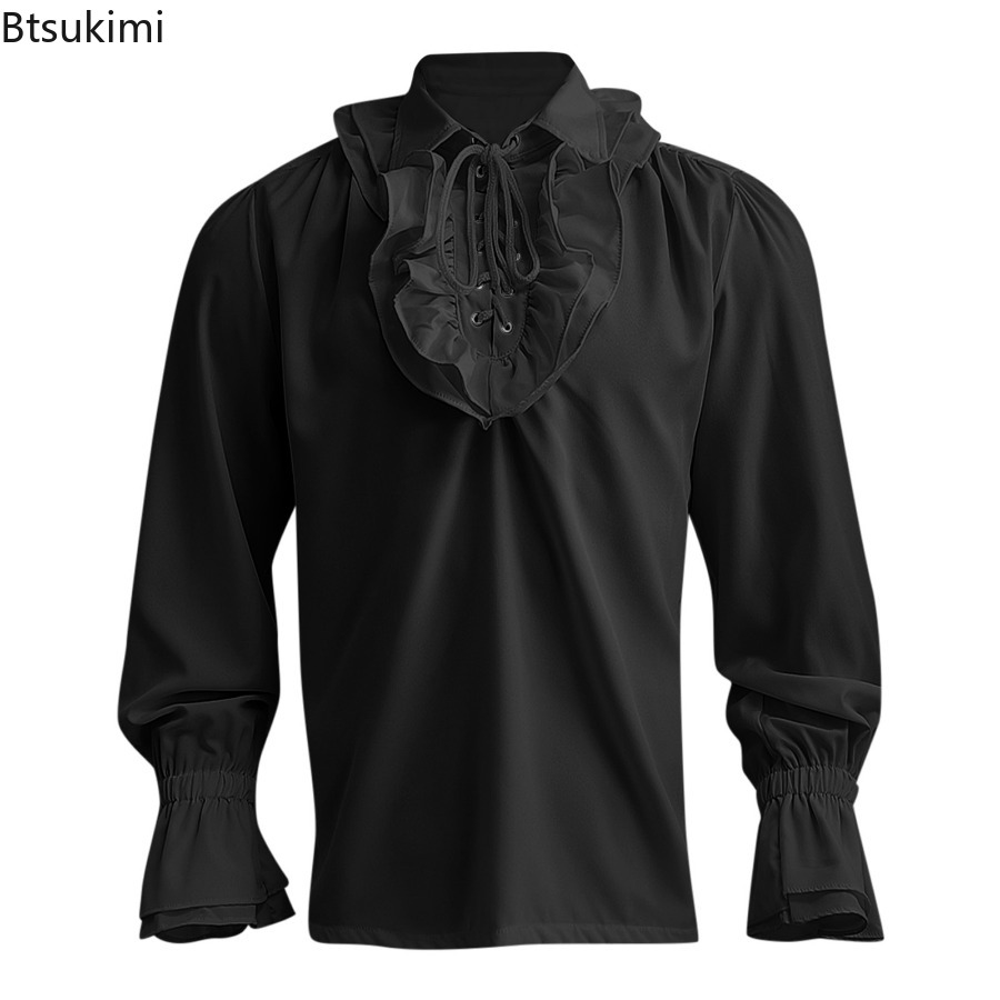 Męska średniowieczna renesanso – Medieval Gothic Lace Up Pirate Shirt recenzja i cena